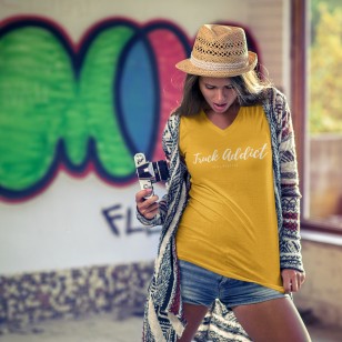 T-shirt Femme Modern Truckergirl - Jaune